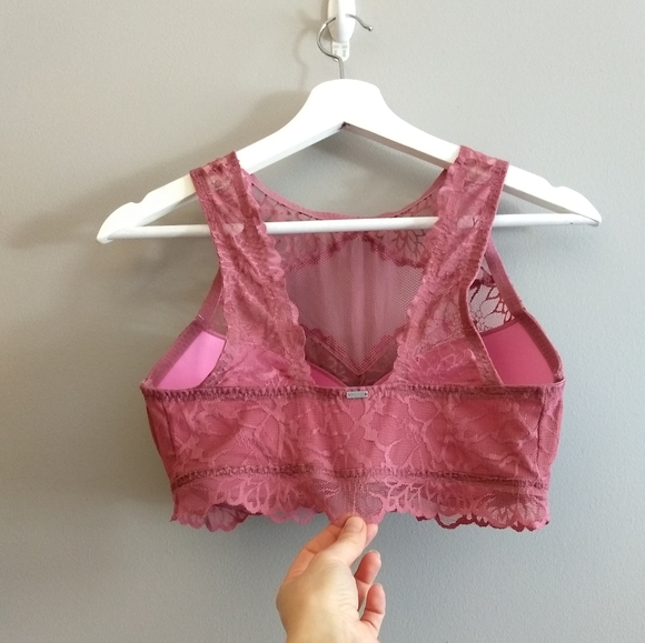 PINK Rose Color Lace Bralette - Picture 3 of 5